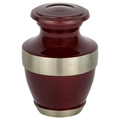 Adria Burgundy Keepsake Cremation Urn for Ashes, Brass, Red Maroon Urn, Keepsake Sized Cremation Urn, 2.75 Inches High