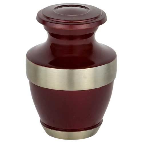 Adria Burgundy Keepsake Cremation Urn for Ashes, Brass, Red Maroon Urn, Keepsake Sized Cremation Urn, 2.75 Inches High