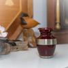 Adria Burgundy Keepsake Cremation Urn for Ashes, Brass, Red Maroon Urn, Keepsake Sized Cremation Urn, 2.75 Inches High view 4