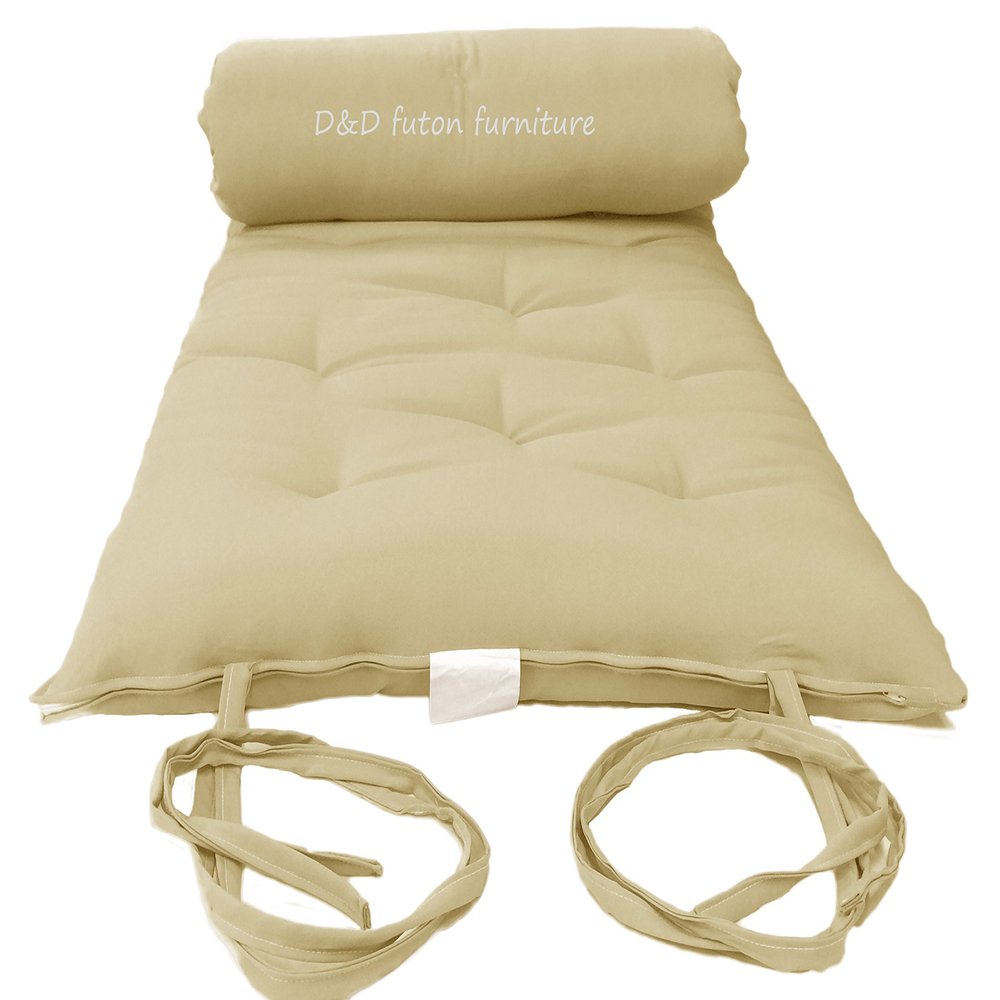 D&D Futon Furniture Tan Traditional Japanese Floor Futon Mattress 3 X 30 X 80, Shiki Futon Filled with Cotton, Foam, Polyester Fiber