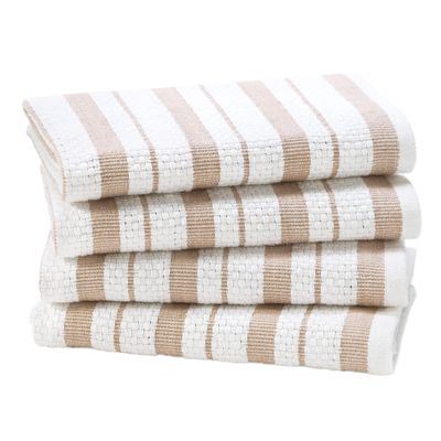 COTTON CRAFT Oversized Kitchen Towels - 4 Pack 100% Cotton Basketweave Tea Dish Towels - Absorbent Reusable Low Lint Quick Dry - Cooking Drying Restaurant Bar Cleaning Cloth Napkin -20x30 Linen Stripe