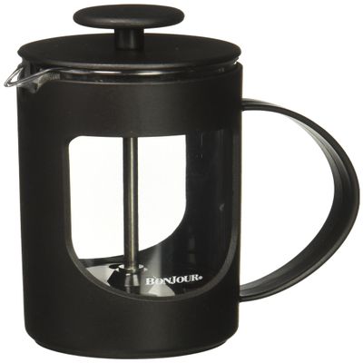 BonJour Coffee Unbreakable Plastic French Press, 12.7-Ounce, Ami-Matin, Black