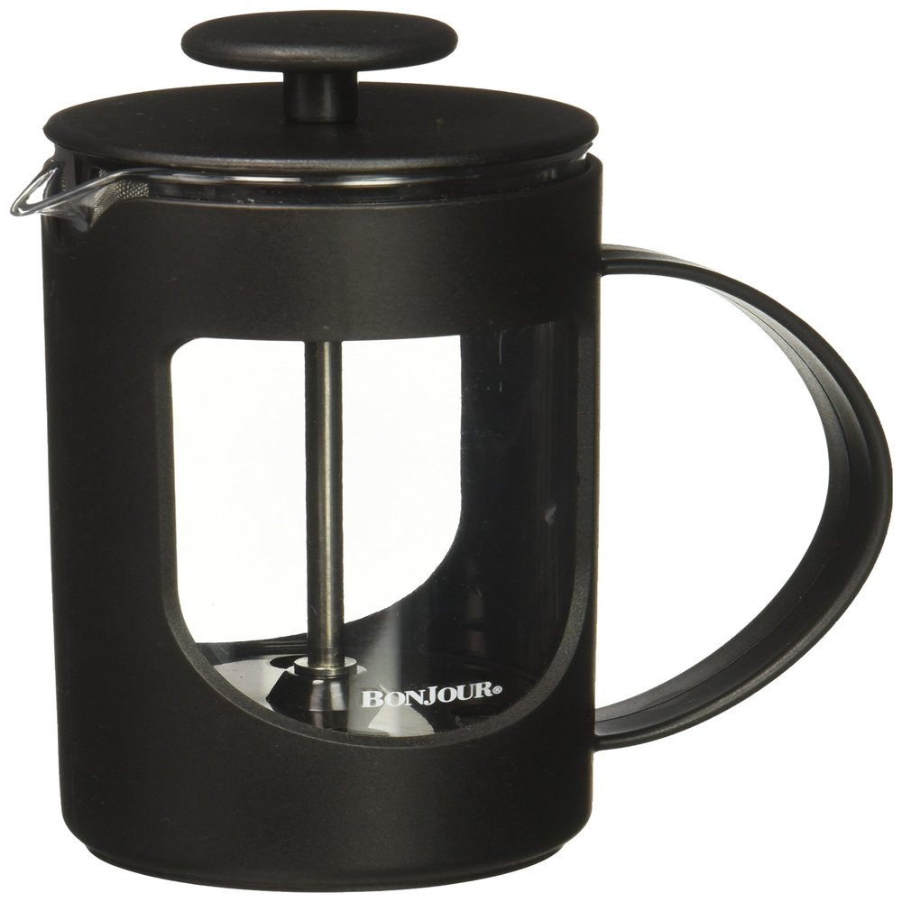BonJour Coffee Unbreakable Plastic French Press, 12.7-Ounce, Ami-Matin, Black