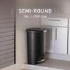 simplehuman 50 Liter / 13 Gallon Semi-Round Kitchen Step Trash Can with Secure Slide Lock, Black Plastic view 2