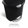 simplehuman 50 Liter / 13 Gallon Semi-Round Kitchen Step Trash Can with Secure Slide Lock, Black Plastic view 3