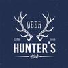 Ambesonne Hunting Duvet Cover Set, Deer Hunter's Club Logo Design Antlers Retro Typography Shabby Style, Decorative 3 Piece Bedding Set with 2 Pillow Shams, Queen Size, Blue Ivory view 2
