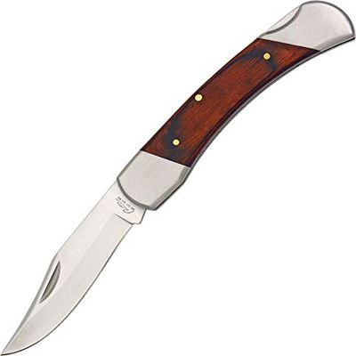 SZCO 5" Big Lockback Folding Pocket Knife for Men with Sheath Rite Edge Pocket Knife with Stainless Steel Blade, Wood Handle & Steel Bolsters EDC Knife for Hunting & Camping