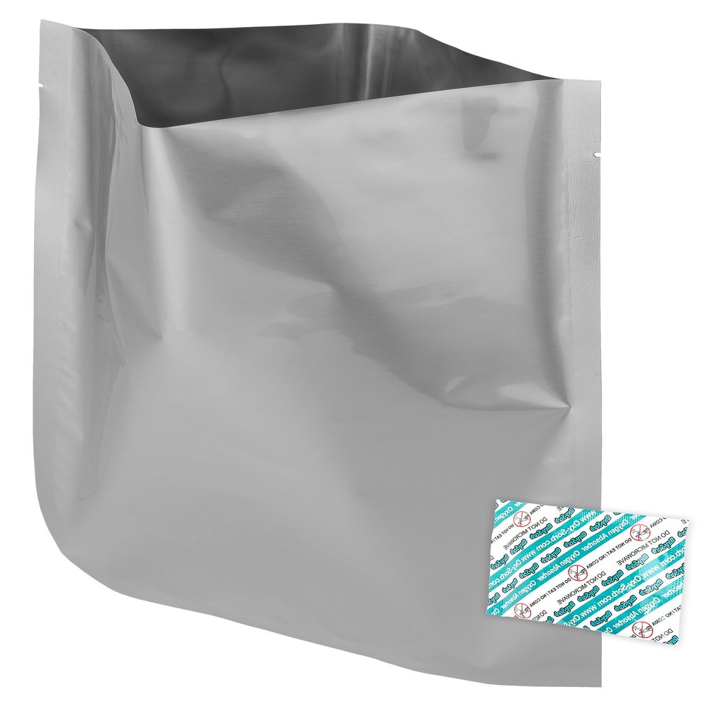 Dry-Packs Mylar Bags and 300cc Oxygen Absorbers for Long Term Food Storage 5010X14OABUND, 10"x14", 1 Gallon, Set of 50 1 Gallon Mylar Bags