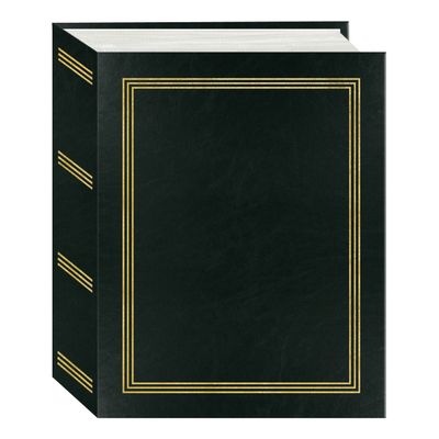 Pioneer Mini Max Bound Photo Album, Solid Color Designer Covers with Accents, Holds 100 4x6 Photos, 1 Per Page, Color: Black