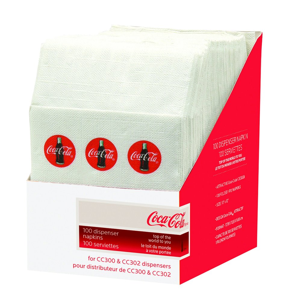 Tablecraft CC326 Coca-Cola Napkins (100 Pack), Half, Red