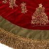 Kurt Adler 50-Inch Burgundy Ribbon Trees Tree Skirt with Green Tassel Border view 2