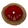 Kurt Adler 50-Inch Burgundy Ribbon Trees Tree Skirt with Green Tassel Border view 3