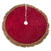 Kurt Adler 50-Inch Burgundy Ribbon Trees Tree Skirt with Green Tassel Border view 4