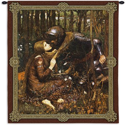 La Belle Dame sans Merci Waterhouse by John William Waterhouse | Woven Tapestry Wall Art Hanging | Renaissance Medieval Knight & Lady | 100% Cotton USA Size 53x44