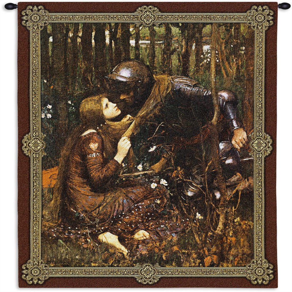 La Belle Dame sans Merci Waterhouse by John William Waterhouse | Woven Tapestry Wall Art Hanging | Renaissance Medieval Knight & Lady | 100% Cotton USA Size 53x44