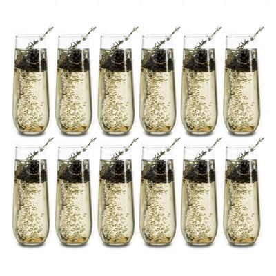 Libbey Stemless Champagne Flute Glasses, 8.5-ounce, Set of 12
