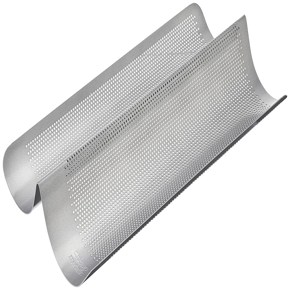Chicago Metallic Commercial II Non-Stick Perforated French Bread Pan, Perfect for creating a crisp, golden-brown crust,