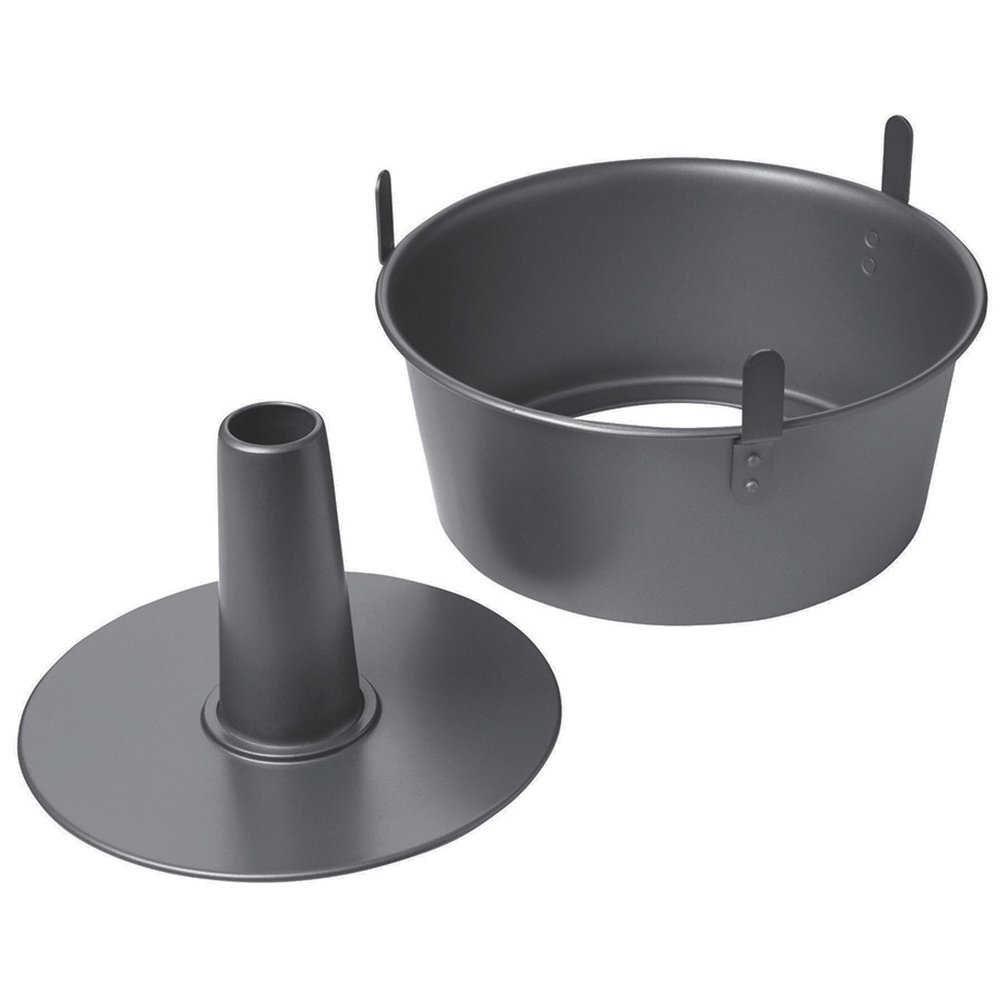 Chicago Metallic Angel Food Cake Pan with Cooling Feet, 2-Piece Nonstick Tube Pan, 9.5 Inch Carbon Steel, Perfect for Pound and Sponge Cakes