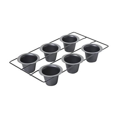 Chicago Metallic 6-Cup Popover Pan, Heavyweight Aluminized Steel with Nonstick Coating, Ideal for Yorkshire Pudding, Muffins, and Popovers