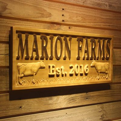 ADVPRO wpa0367 Name Personalized FARM Cows Grass House Decoration Wood Engraved Wooden Sign - Standard 23 x 9.25
