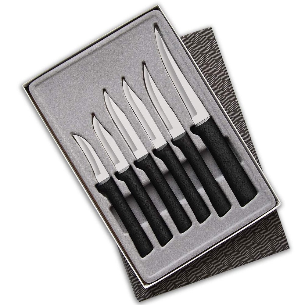 RADA Cutlery 6-Piece All-Star Paring Knife Gift Set (G252), Stainless Steel Hollow Ground Blades, Made in USA, Black Handles