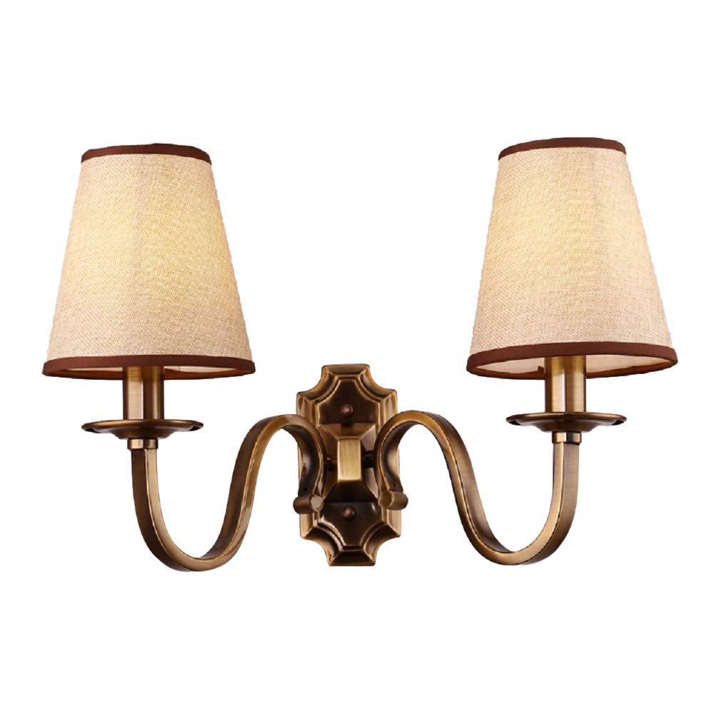 Aiwen 17.71" Vintage Wall Sconces with Fabric Shade, Antique Double Sconces