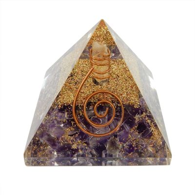 Charged Chakra New Orgonite Orgone Amethyst 2.25" Pyramid Crystals Gemstones Copper Metal Mix Reiki Chakra