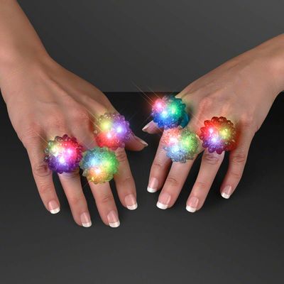 Light Up Soft Jelly Bubble Rings with Flashing LED Lights (Box of 24)