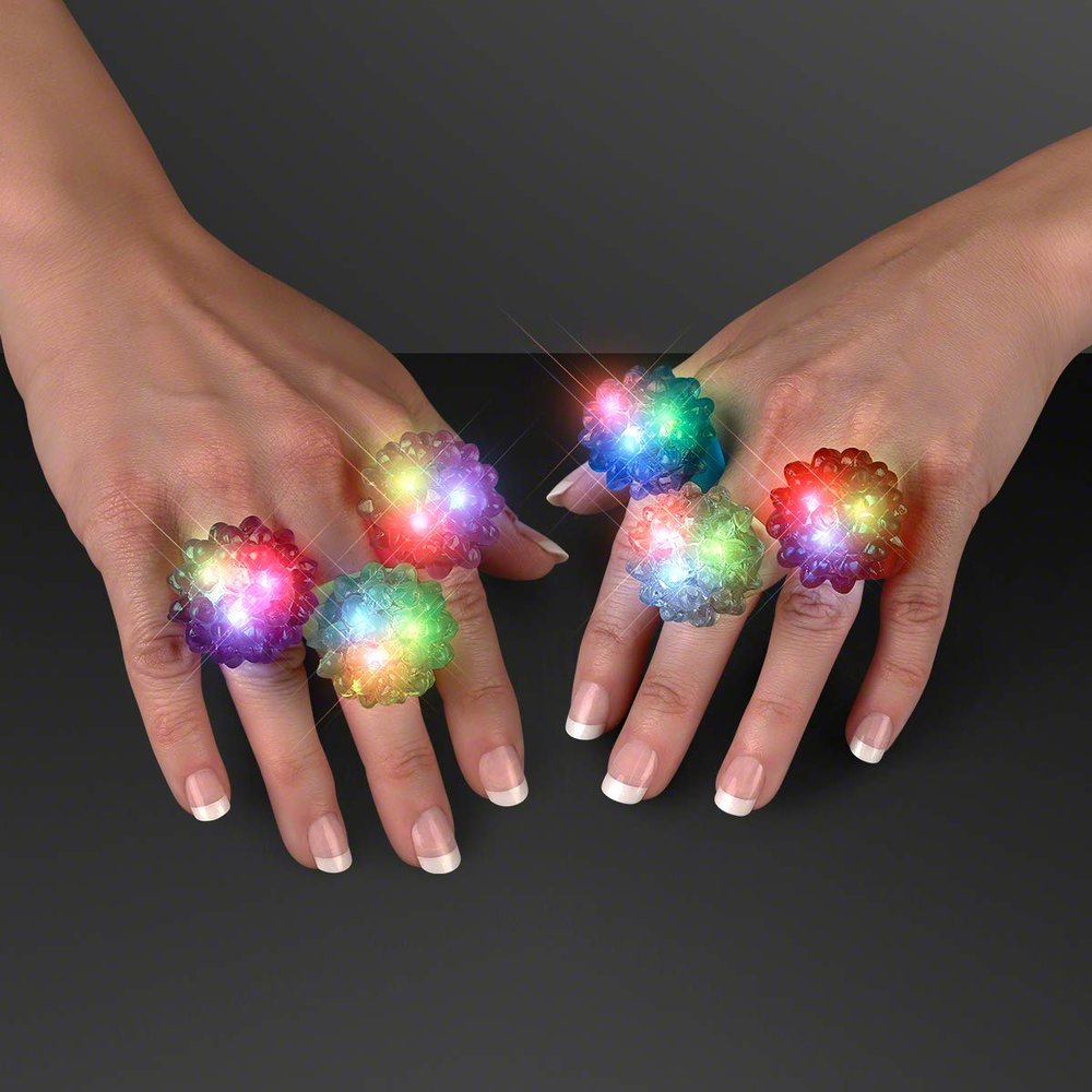 Light Up Soft Jelly Bubble Rings with Flashing LED Lights (Box of 24)