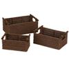 Household Essentials Decorative Woven Baskets Set of 3, Paper Rope with Wood Handles and Metal Frame, Small, Medium and Large, Brown view 1