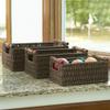 Household Essentials Decorative Woven Baskets Set of 3, Paper Rope with Wood Handles and Metal Frame, Small, Medium and Large, Brown view 2