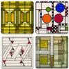 CoasterStone AS305 Absorbent Stone Coasters, Frank Lloyd Wright, "Art Glass Designs", Multi-Colored view 1