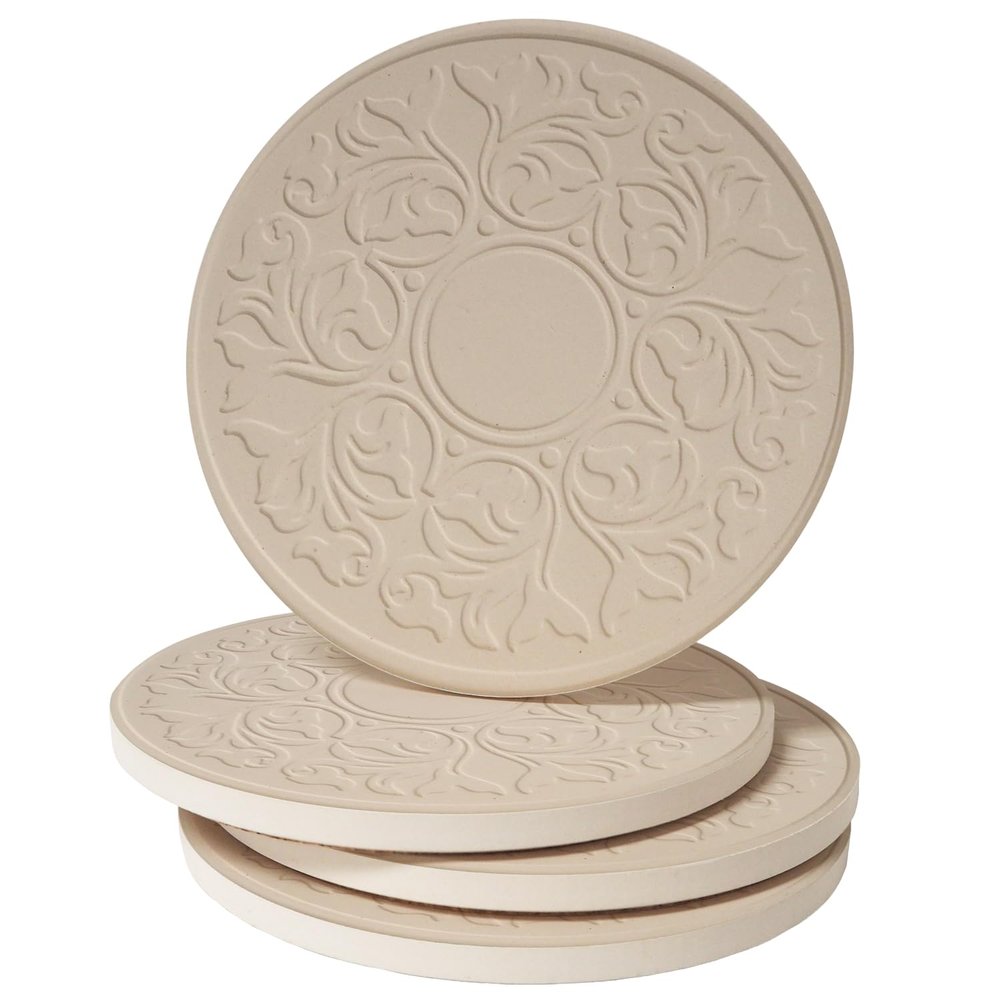 CoasterStone Absorbent Stone Coasters, Victorian Lace Set of 4