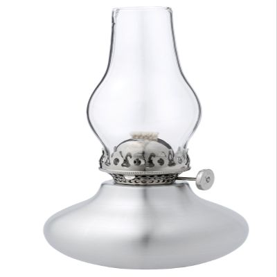 Danforth Pewter Scallion Oil Lamp  Traditional and Vintage Style Oil Lamps for Indoor Use  6.5 High with Glass Chimney, Made in USA