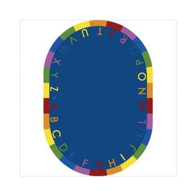 Joy Carpets Rainbow Alphabet Rug, Pastel, 5'4" x 7'8" Oval