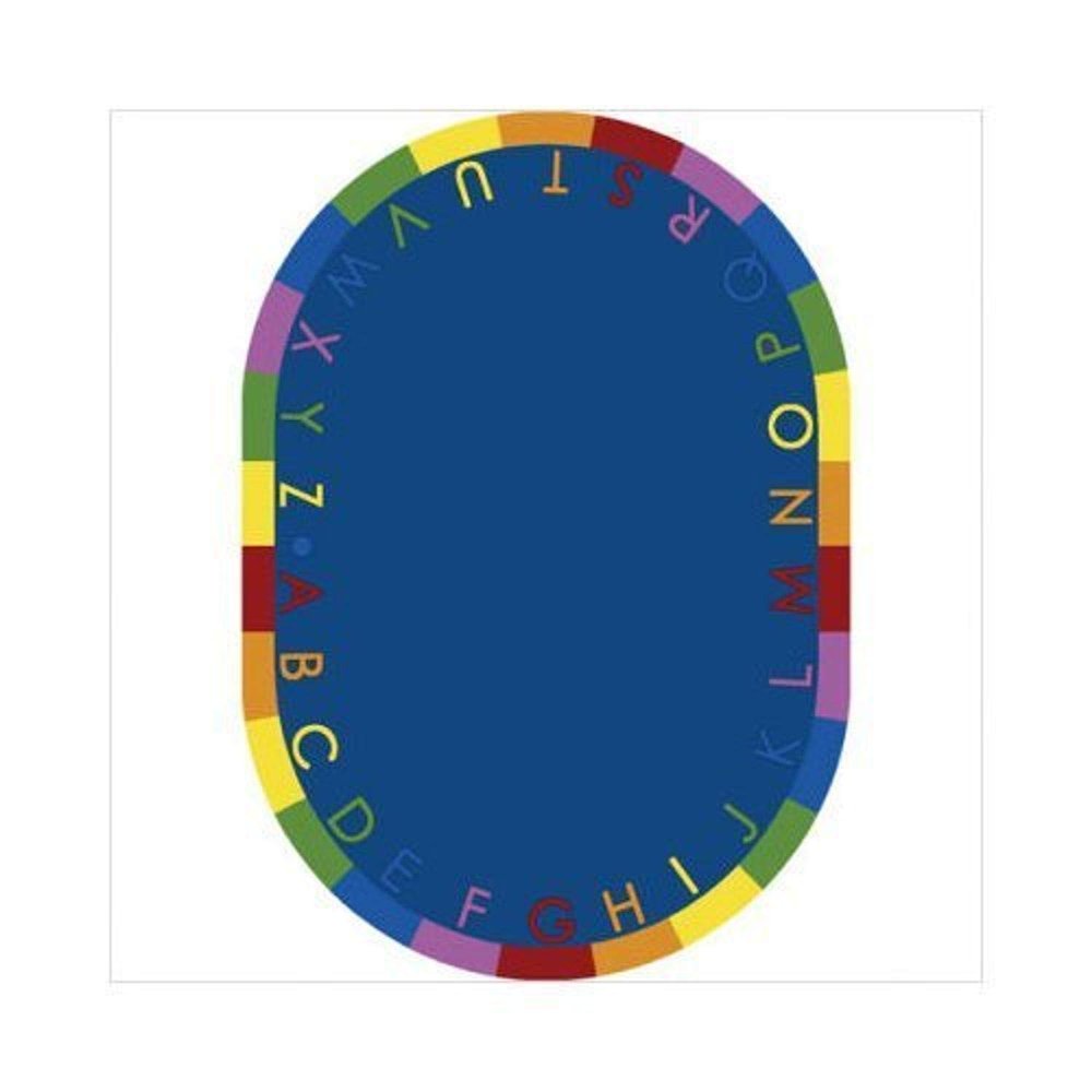 Joy Carpets Rainbow Alphabet Rug, Pastel, 5'4" x 7'8" Oval