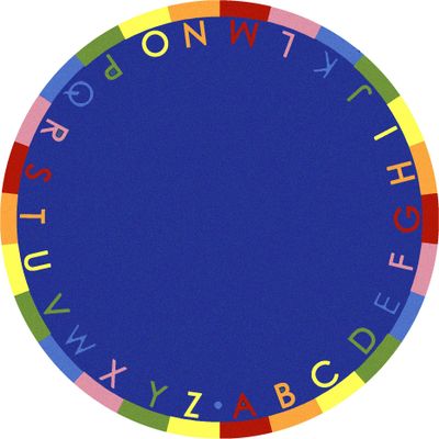 Joy Carpets Rainbow Alphabet Rug, Bold, 7'7" Round