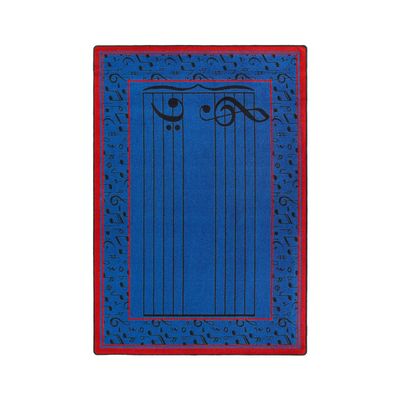 Joy Carpets Kid Essentials Music & Special Needs Fully Staffed Rug, Blue, 7'8" x 10'9"