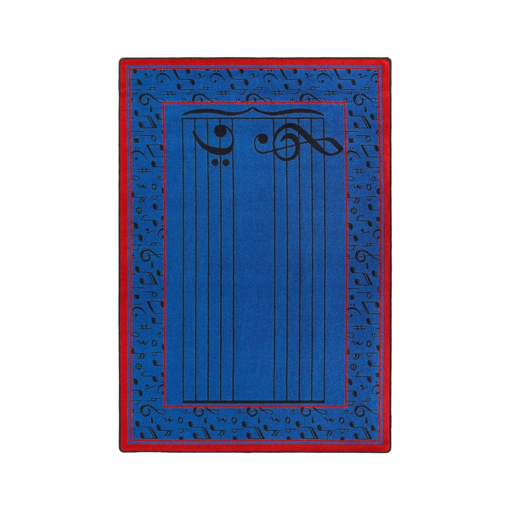 Joy Carpets Kid Essentials Music & Special Needs Fully Staffed Rug, Blue, 7'8" x 10'9"