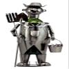 Atlantic Collectibles Old McDonald Rural Farmer Metal Wine Bottle Holder 16"H Hand Made Caddy Hardworking Farmer With Pitchfork and Shovel view 1