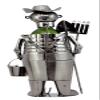 Atlantic Collectibles Old McDonald Rural Farmer Metal Wine Bottle Holder 16"H Hand Made Caddy Hardworking Farmer With Pitchfork and Shovel view 3