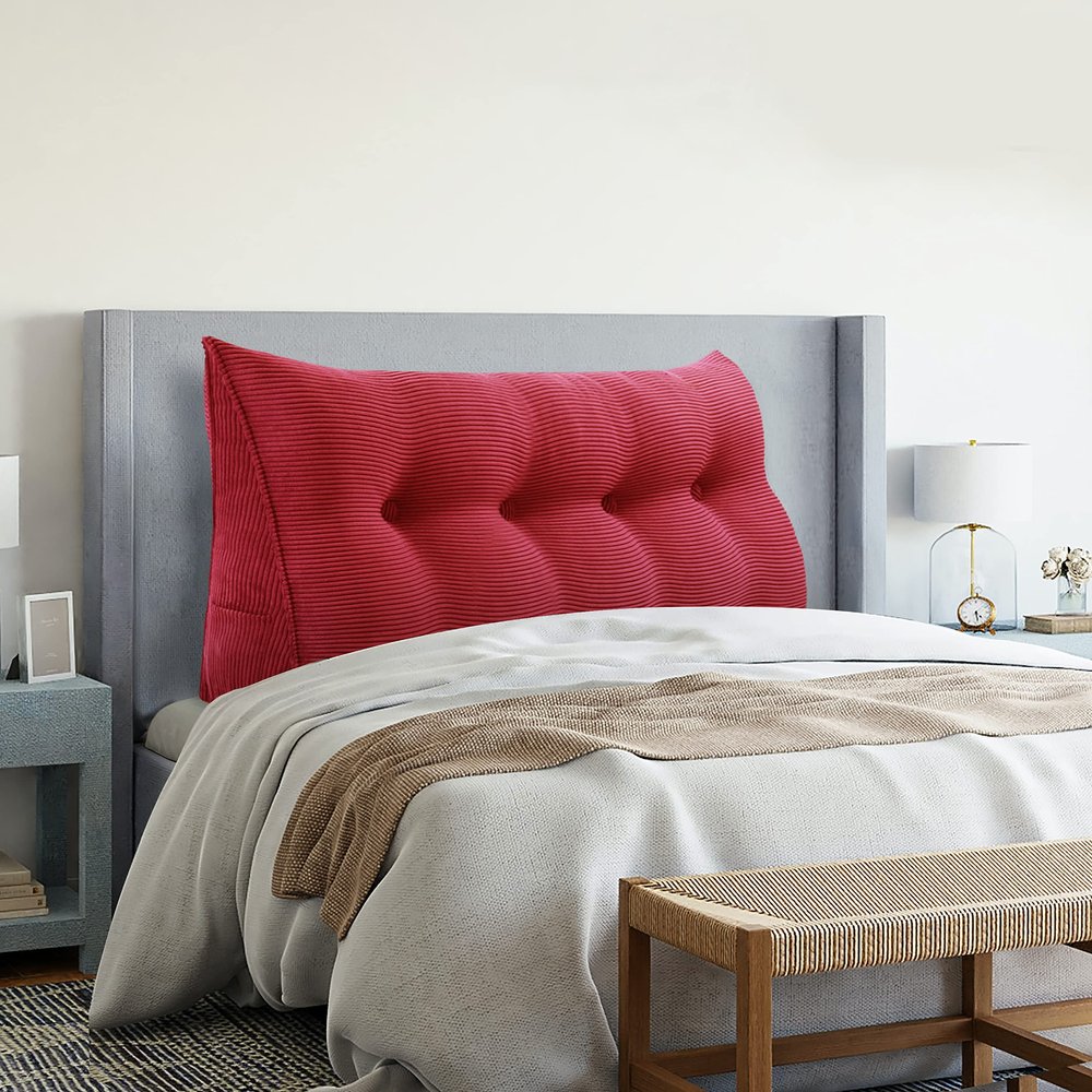 VERCART Wedge Headboard Pillows Bed Wedge Pillow Headboard Wedge Pillow Triangle Pillow Wedge Daybed Pillows Bolster Pillow Headboard with Removable Cover Red Full