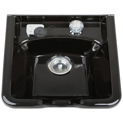 Pibbs 5350 Professional Salon Shampoo Bowl - Durable ABS Plastic with Pibbs 562 Single-Handle Faucet, Stain-Resistant, Includes Spray Hose & Installation Hardware, 19"x18.75"x9", Black, PIB-5350