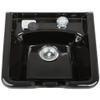 Pibbs 5350 Professional Salon Shampoo Bowl - Durable ABS Plastic with Pibbs 562 Single-Handle Faucet, Stain-Resistant, Includes Spray Hose & Installation Hardware, 19"x18.75"x9", Black, PIB-5350 view 1