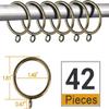 ANJUU 42 PCS Curtain Rings, 1.5 inch Metal Curtain Drape Sliding Eyelet Rings-Hanging Rings for Curtains and Rods, Fits Up to 1 1/4-Inch Rod, Antique Bronze(Clips Not Included) view 2