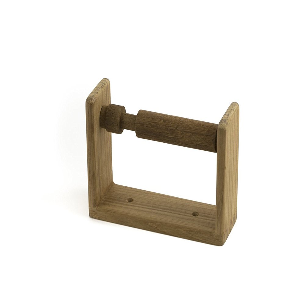 SeaTeak Wooden Toilet Paper Holder, 100% Solid Teak Wood, Wall Mount, Spring-Loaded, Perfect for Bathrooms, Spas, Boats, Cabins, RV's & Campers