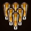 LED Dimmable Edison Light Bulbs 4W, 2200K-2400K Warm White (Amber Glass) ST64, E26 Base Pack of 6 view 1