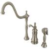 Kingston Brass KS7808TPLBS Templeton Widespread Kitchen Faucet with Brass Sprayer, Satin Nickel,8-Inch Center view 1