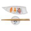 JapanBargain 2324, Sushi Boat Shape Plate Sushi Sashimi Serving Plate Plastic Tray 10 x 4.5 inch, White Bamboo view 2