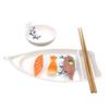 JapanBargain 2324, Sushi Boat Shape Plate Sushi Sashimi Serving Plate Plastic Tray 10 x 4.5 inch, White Bamboo view 3